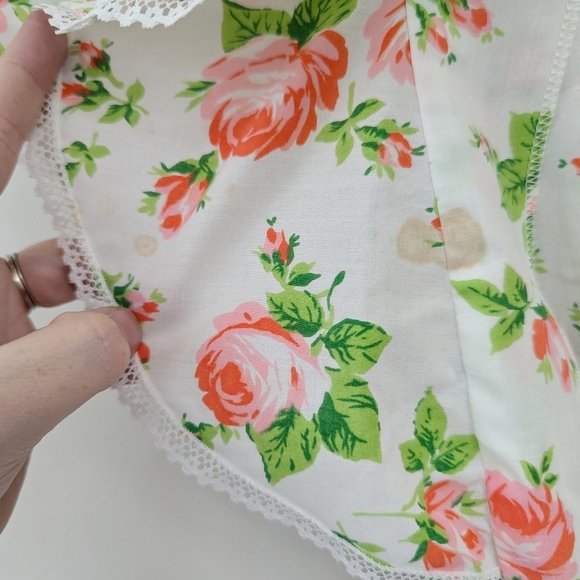 Vintage 70s Prairie Rose Floral Ruffle Long Robe Cottagecore - Picture 10 of 13